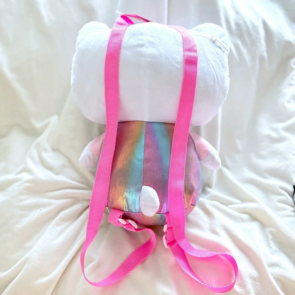 Hello Kitty Plush Backpack Sanrio Pink Iridescent Rainbow Mini Backpack NWT